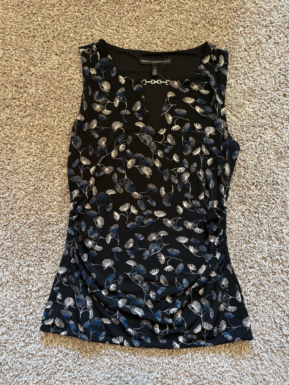 White House Black Market Black Floral-Print Sleeveless Camisole
